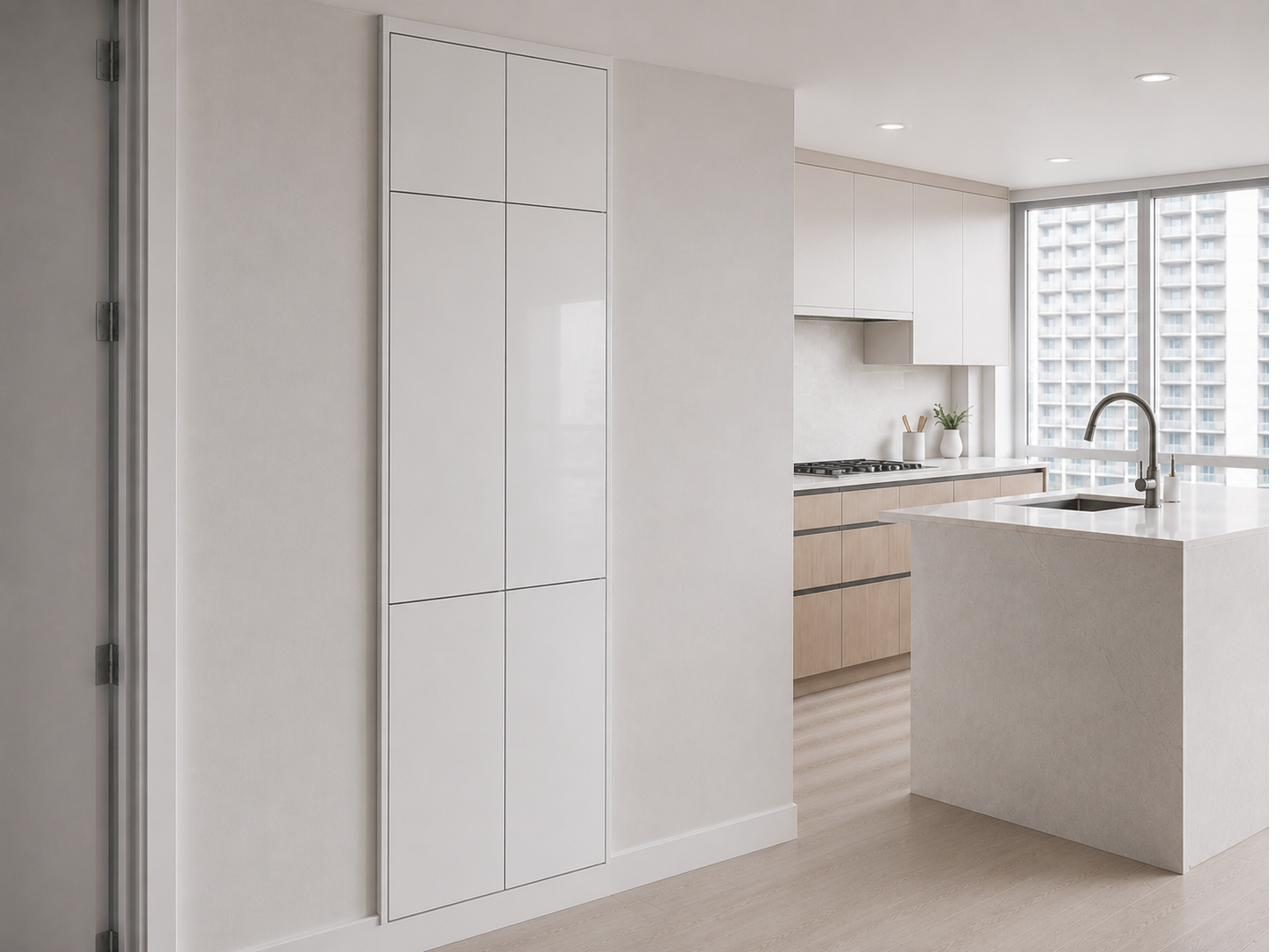 PantryBuddy closed cabinet panel, flush with the wall